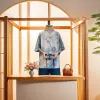 Japanese-style tie-dyed men's short-sleeved five-quarter and half-sleeved T-shirts, gradient color trendy brand ins couple loose T-shirts, tops and hoodies are available for selection Application Scenario